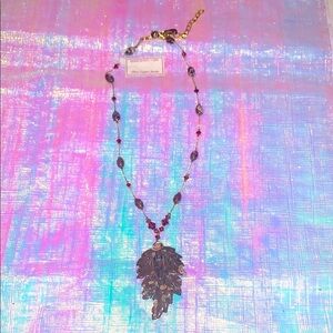 Elegant Brown crystal Leaf Pendant Necklace